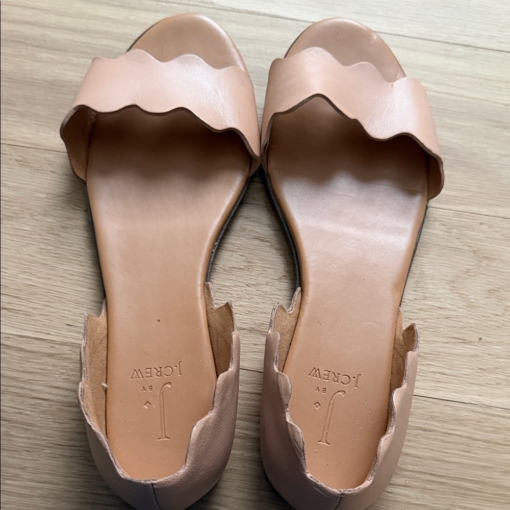 J. Crew Women's Beige Scalloped Sandals